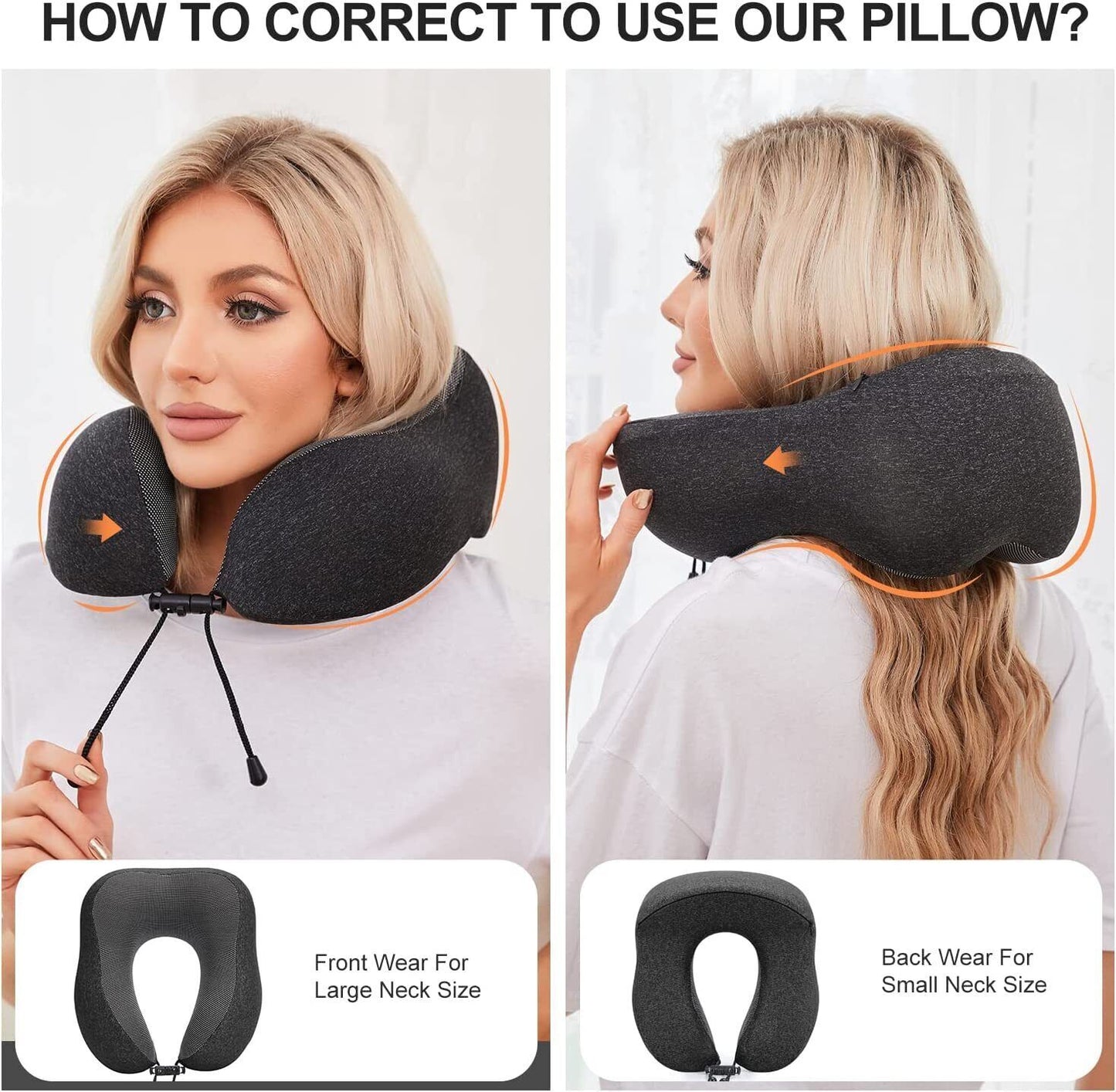 Memory Foam U-Shaped Travel Pillow Neck Support Head Rest Car Plane Soft Cushion