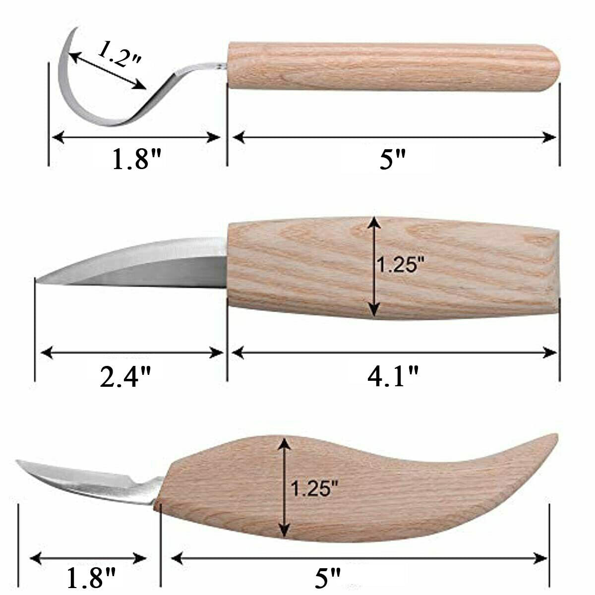 3Pcs Wood Carving Knife Cutter Whittling Hook Kit 155Mm DIY Craft Hand Tools Set