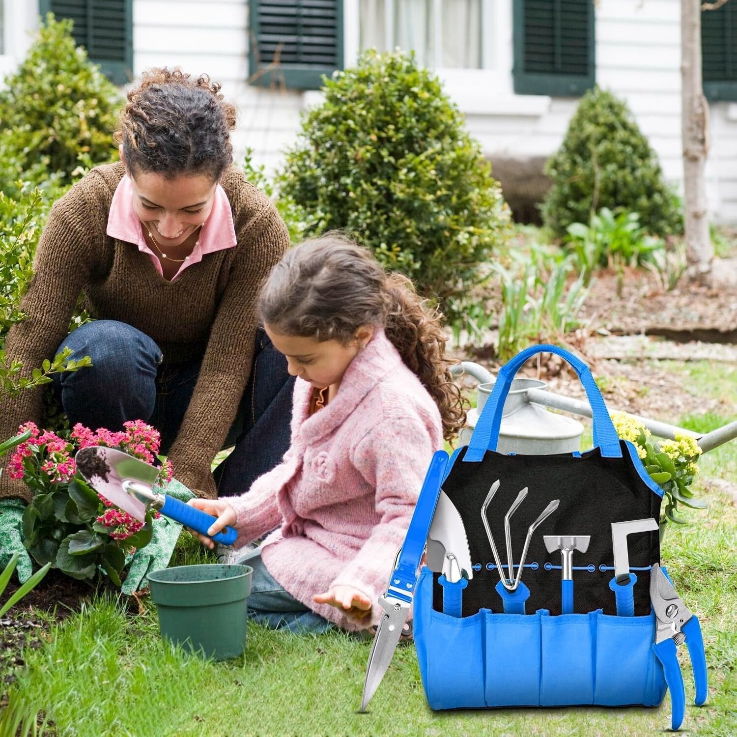 Set of 10 Gardening Tools Complete Garden Tool Kit for Indoors & Outdoors