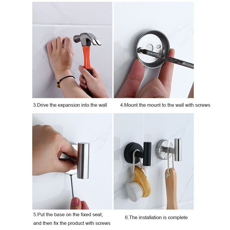 6 PCS Bathroom Hardware Set Matte Towel Bar Stainless Steel Towel Rack Set
