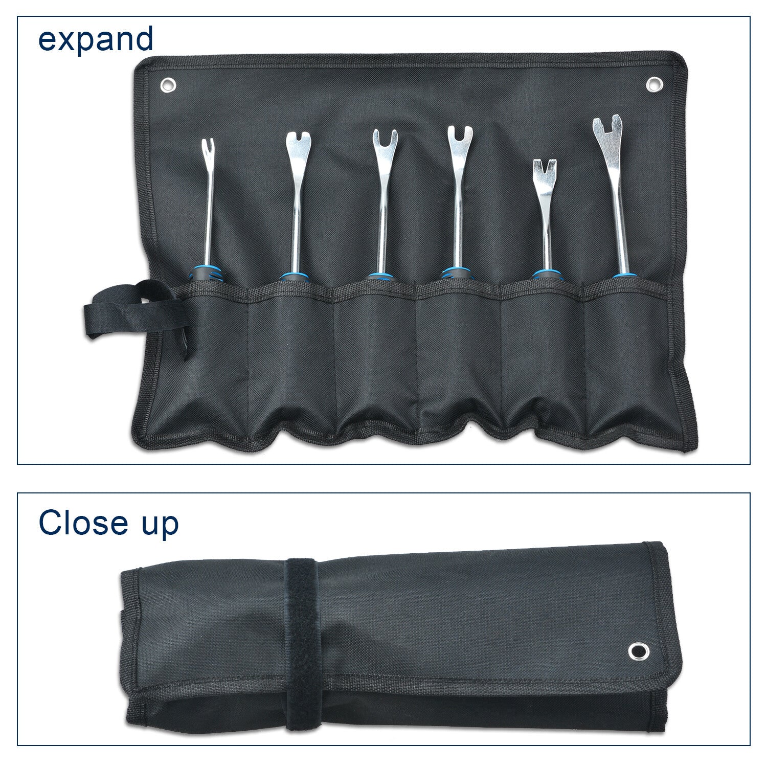 6Pc Metal Pry Tool Set Auto Door Panel Trim Upholstery Clip Remover Kit