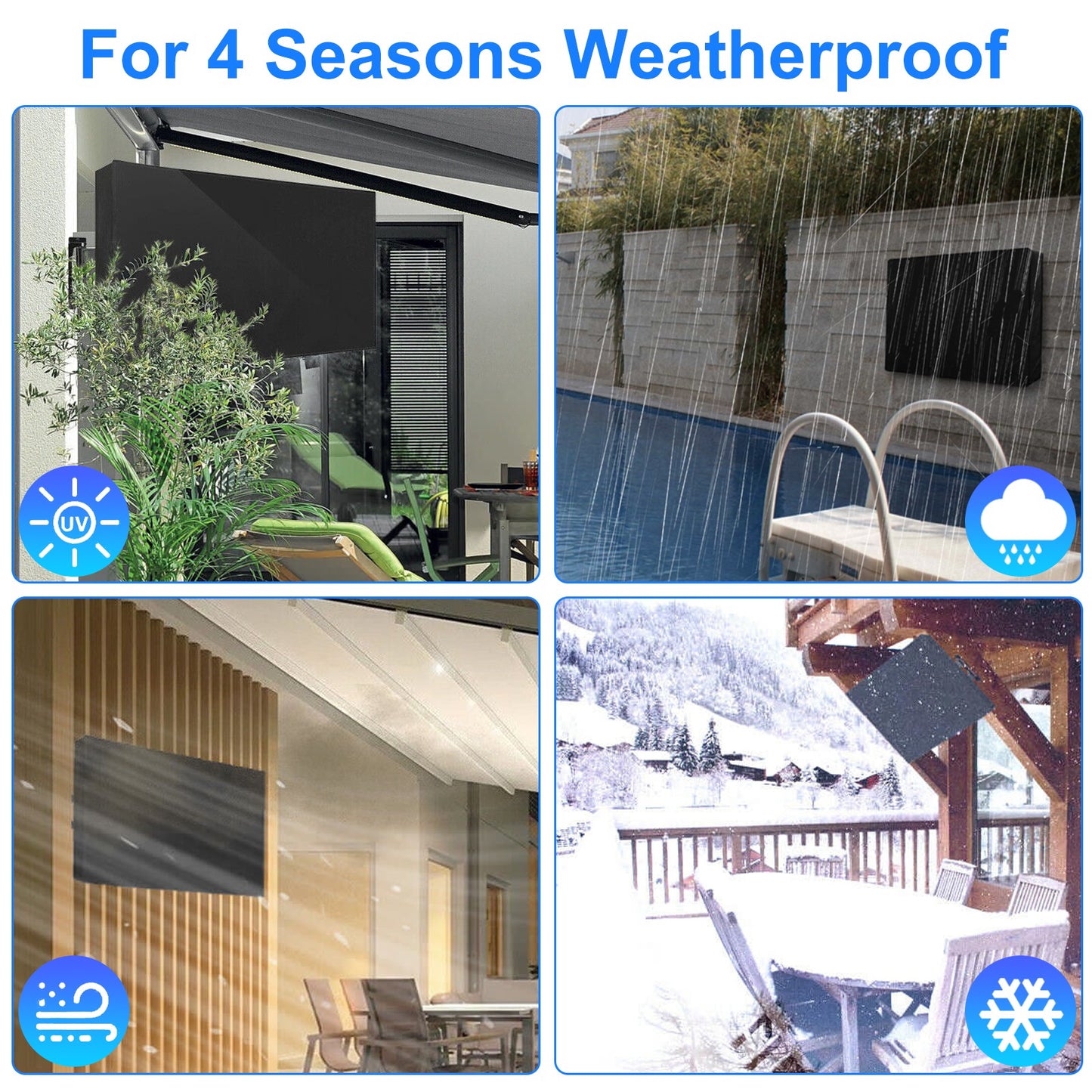 55-58 Inch Outdoor TV Cover Fitted Waterproof Weatherproof Television Protector