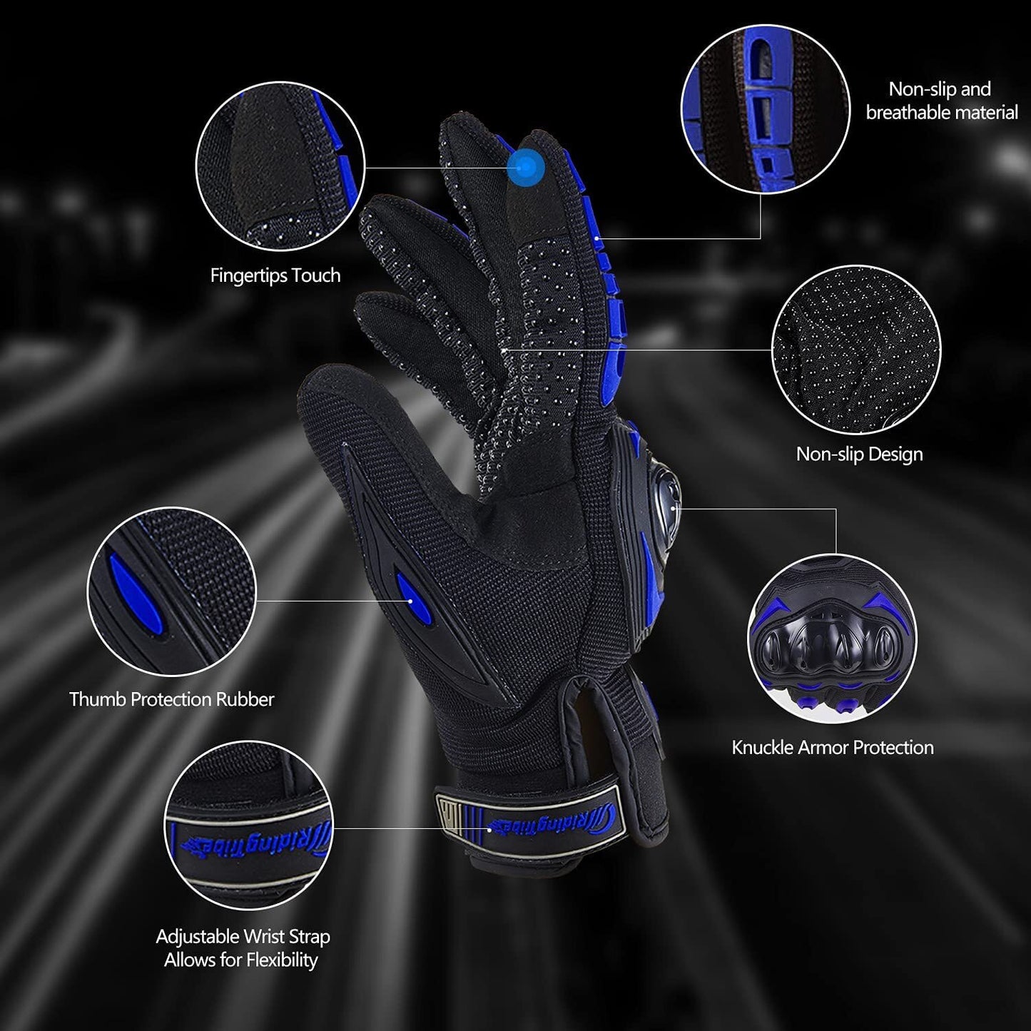 Motorcycle Gloves for Men Women Full Finger Touchscreen Motorbike Riding Gloves
