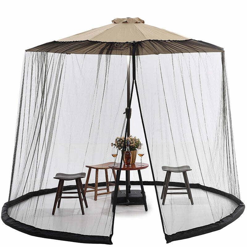 9Ft Patio Umbrella Bug Screen W/Zipper Door and Polyester Netting(Net ONLY)
