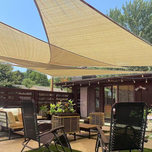  Triangle Sun Shade Sail Canopy UV Block Sunshade for Outdoor Patio Garden Backyard, Sand 12' x 12' x 12' 