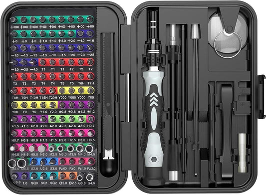 Upgraded Repair Tool Kit 132 in 1 Small Precision Screwdriver Set Color Coded Screwdriver Set (With 108 Magnetic Screwdriver Bits)