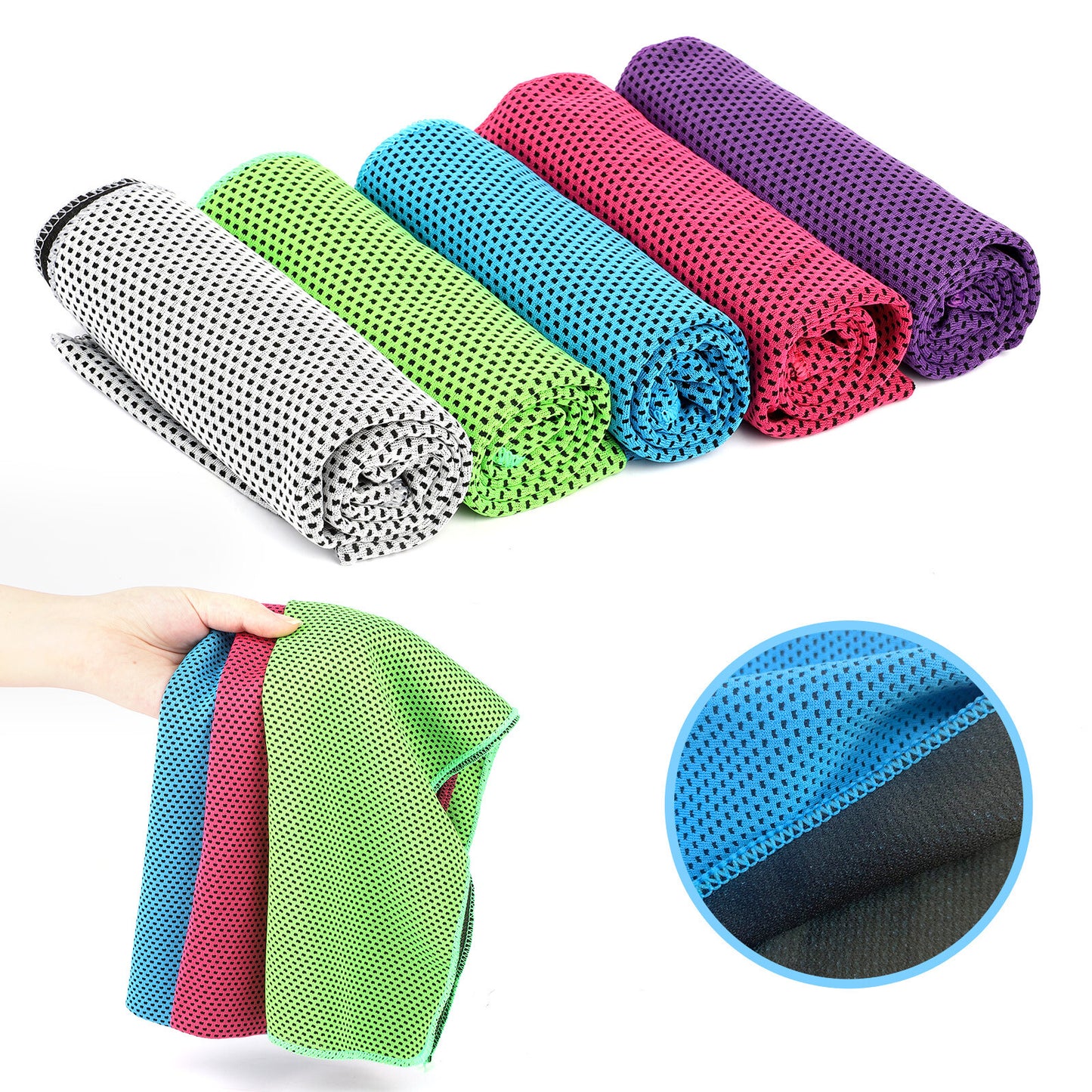 5Pcs Cooling Towel Ice Towel Neck Wrap for Sports Running Jogging Gym Chilly Pad