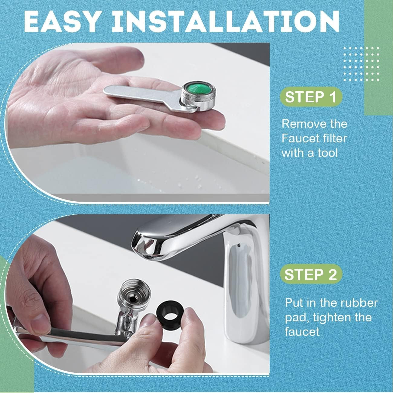 Universal 1440° Swivel Extension Faucet Rotate Robotic Arm Tap Extenders 2 Mode