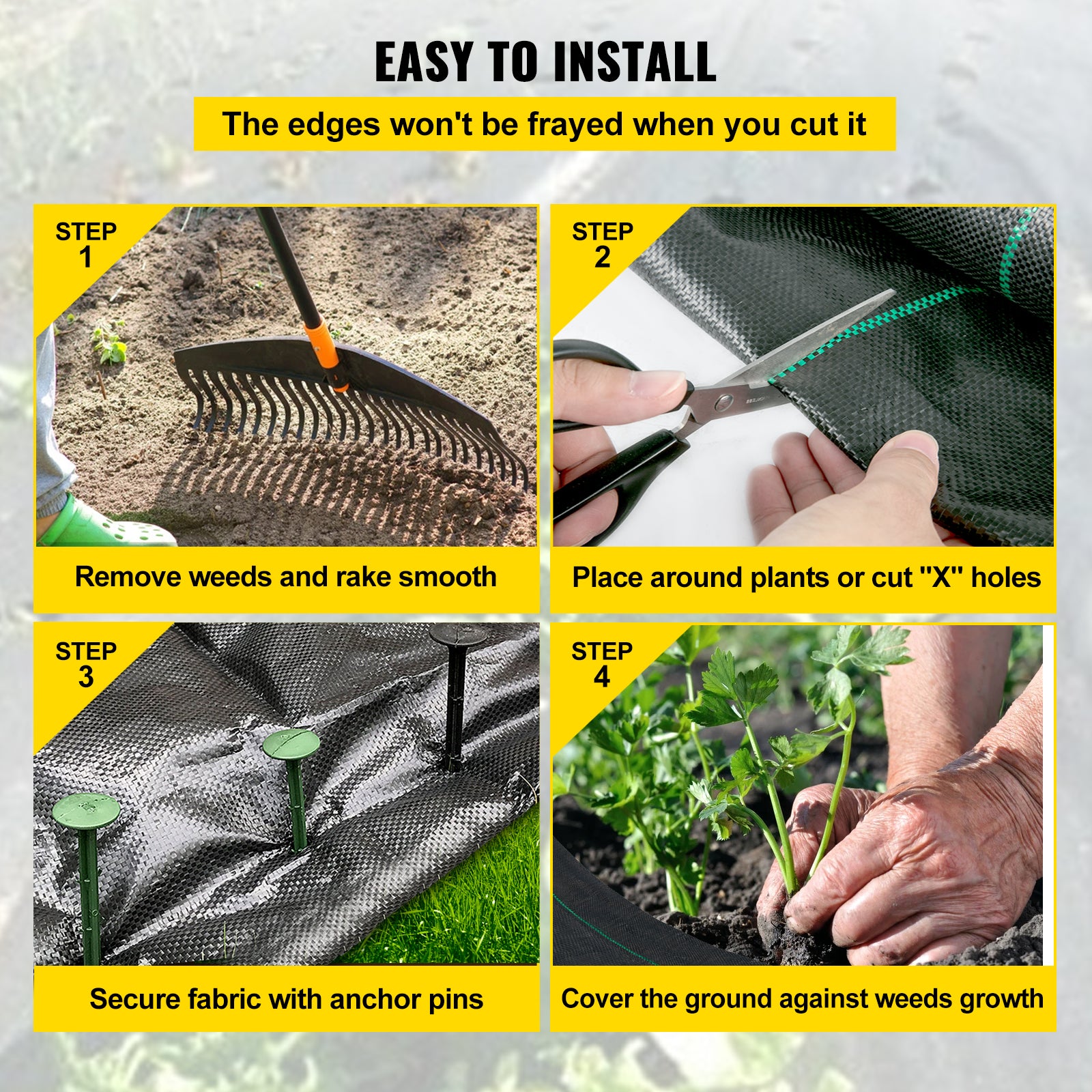 Heavy-Duty Weed Barrier Fabric – 3.2oz Woven Landscape Ground Cover (3x50ft / 3x100ft)