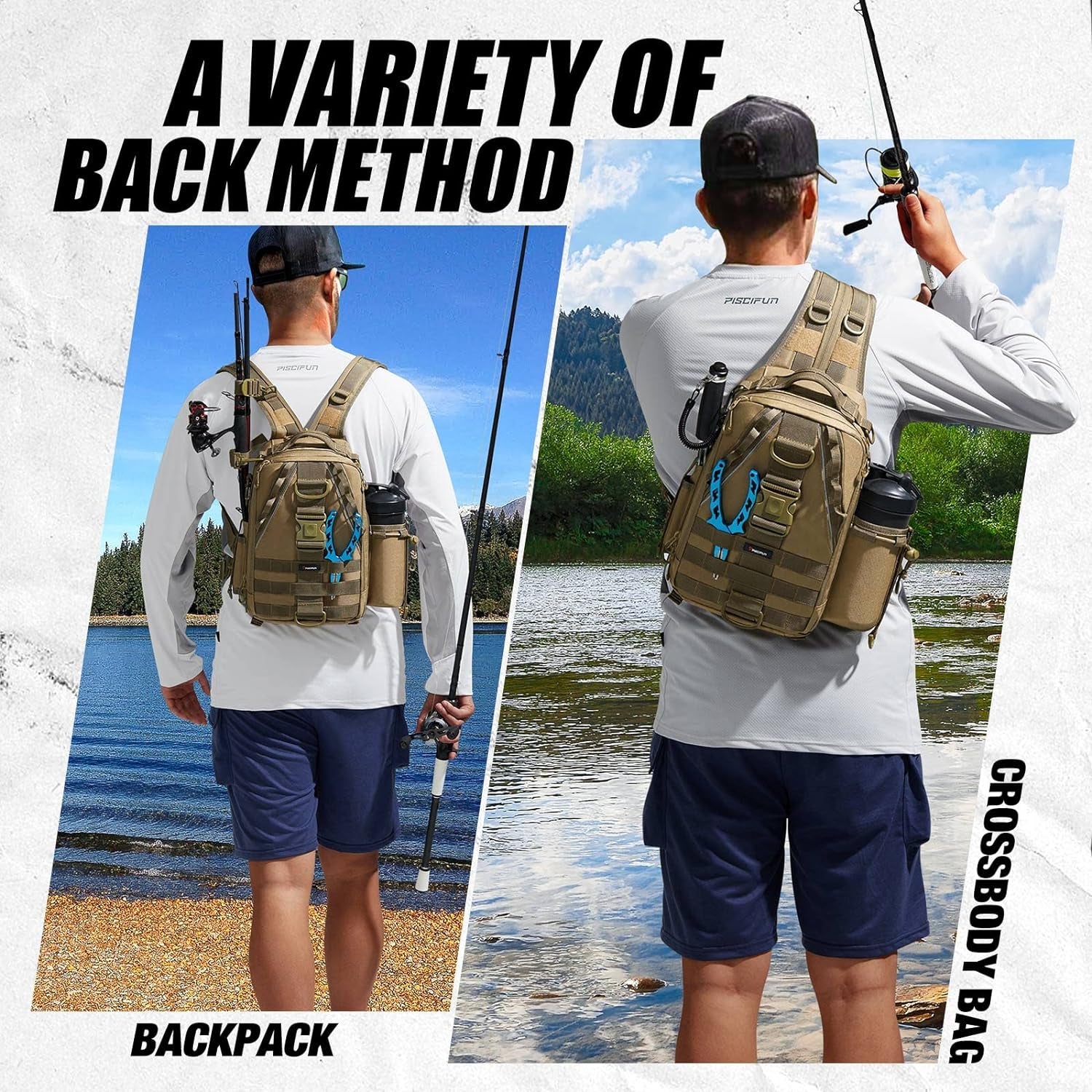 Fishing Tackle Backpack with Rod & Gear Holder Lightweight Outdoor Water-Resistant Fishing Shoulder Storage Bag