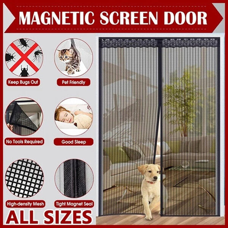 Heavy Duty Magnetic Screen Door Mesh Curtain Durable  Mosquito Net Bug Hands Free