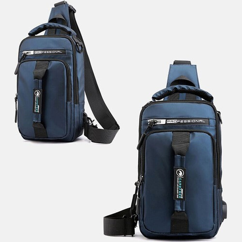 Men’s Anti-Theft Sling Crossbody Chest Bag with USB Charging Port