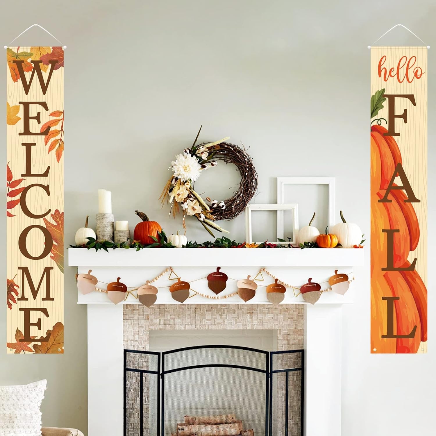 Fall Decor Fall Decorations for Home Welcome & Hello Fall Signs for Front Door Harvest Decoration 