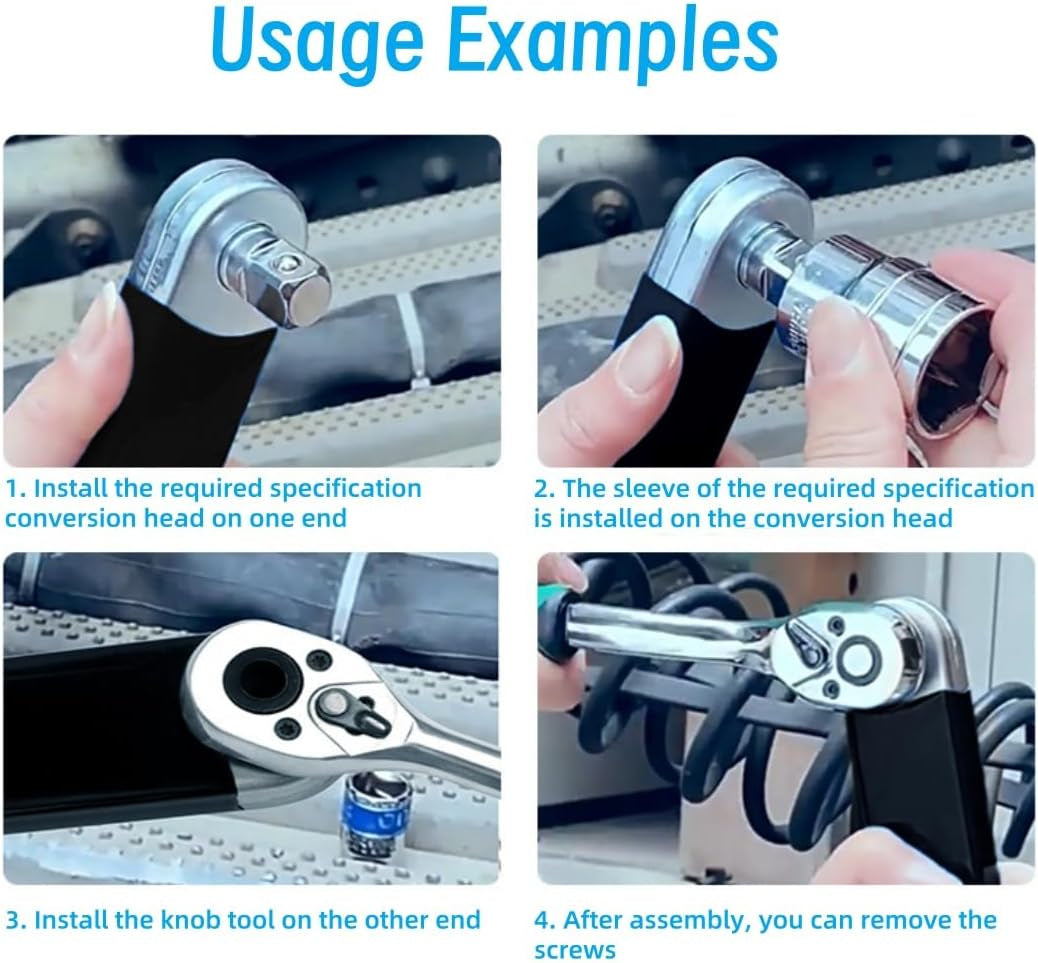 Professional Impact Offset Extension Wrench Set, Ratchet Torque Extender with Universal Adapters for Tight Spaces