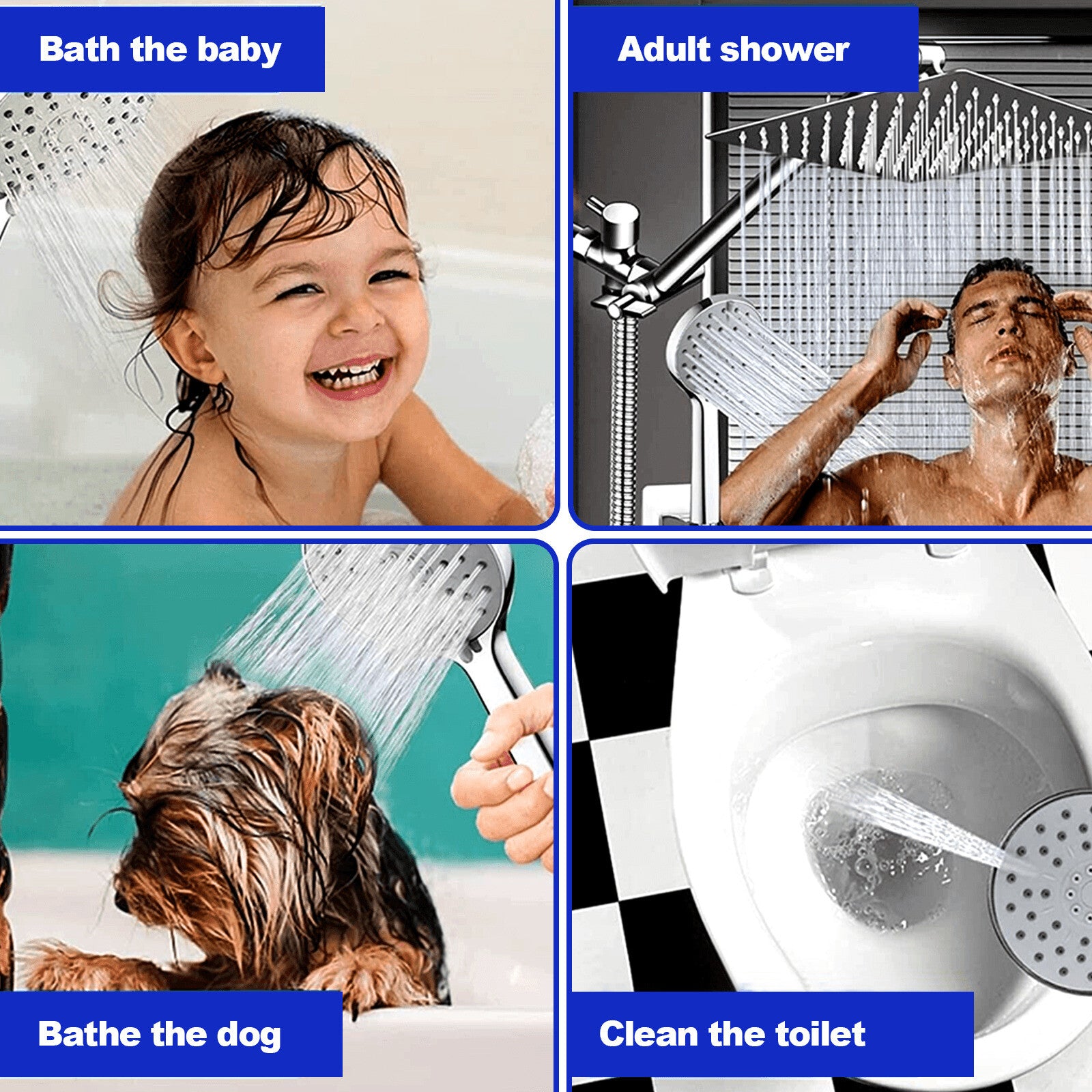 8'' High Pressure Square Rain Shower Head with Adjustable Handheld Spray Combo
