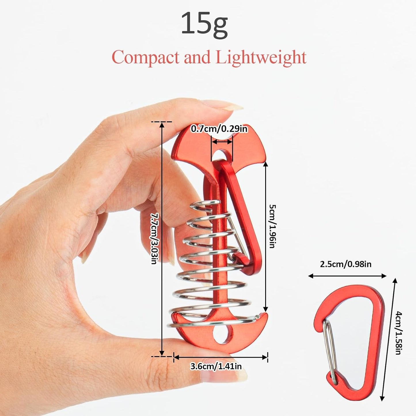 10Pcs Deck Peg Deck Anchors with Carabiners, Aluminium Deck Tie down Tent Stakes