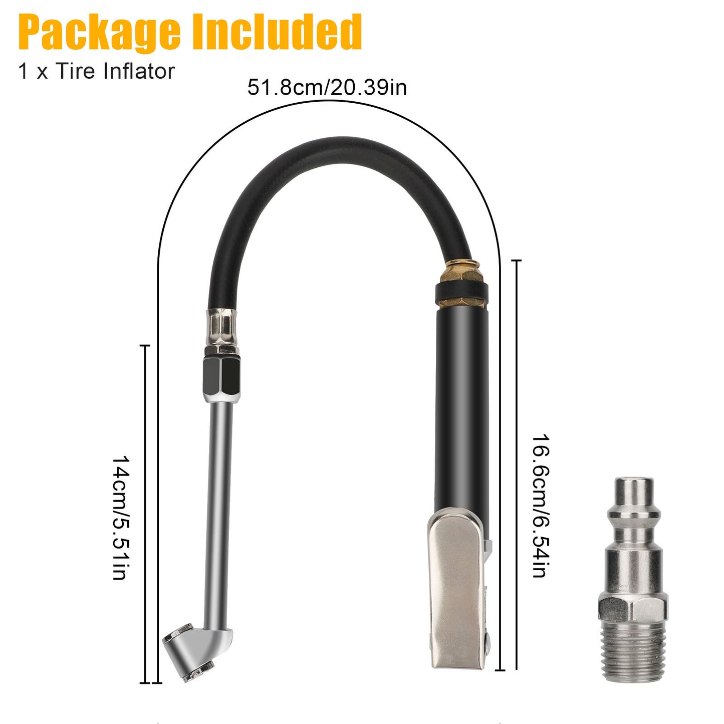 Tire Inflator with Pressure Gauge 120 PSI Dual Head Chuck Air Chuck Compressor