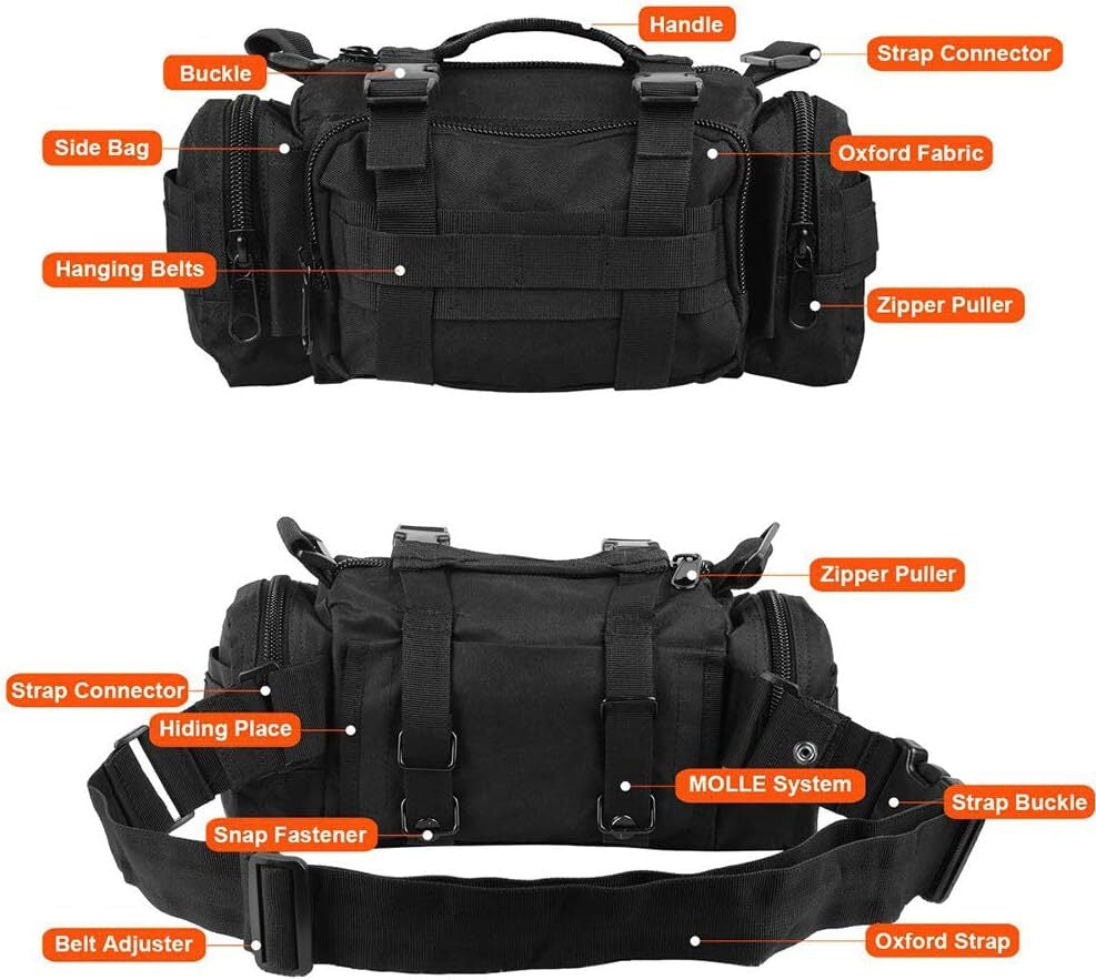 Multipurpose Outdoor Tactical Bag Fanny Pack, Shoulder Bag & Tote Small Duffle Bag Molle Gym Bag Waterproof Travel Sport Handbag