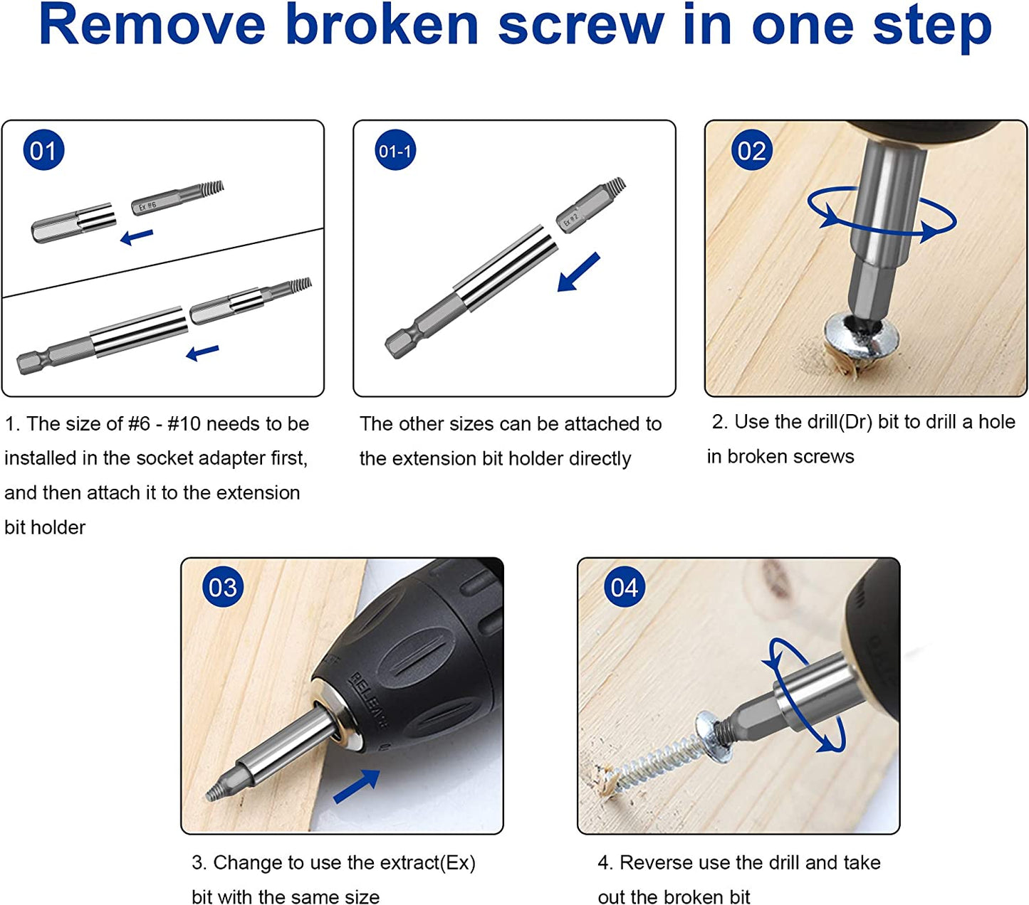  22 PCS Damaged Screw Extractor Set Stripped Kit for Broken Bolt All-Purpose