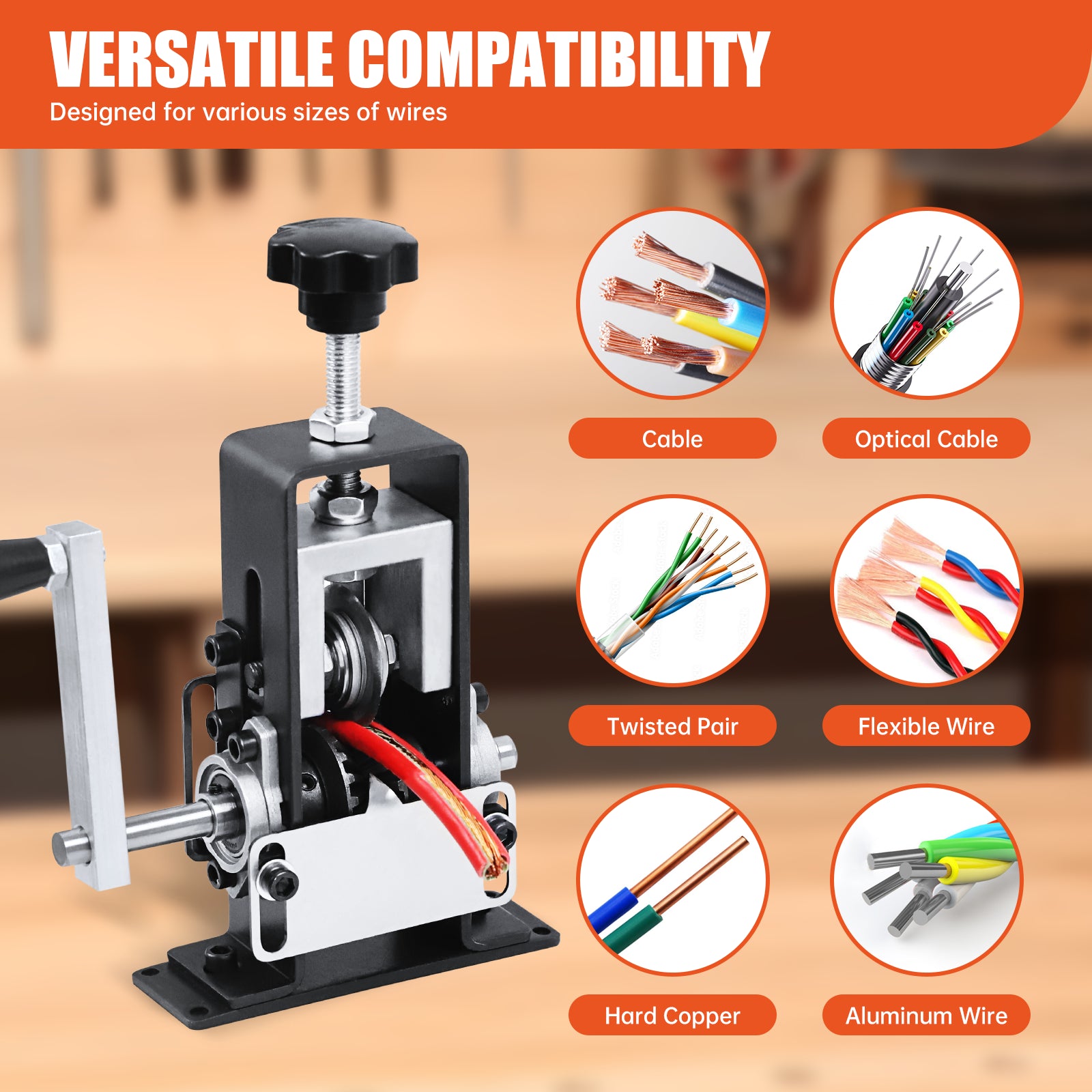 Manual Wire Stripping Machine Drill Powered Hand Crank Wire Stripper Tool 1-20MM