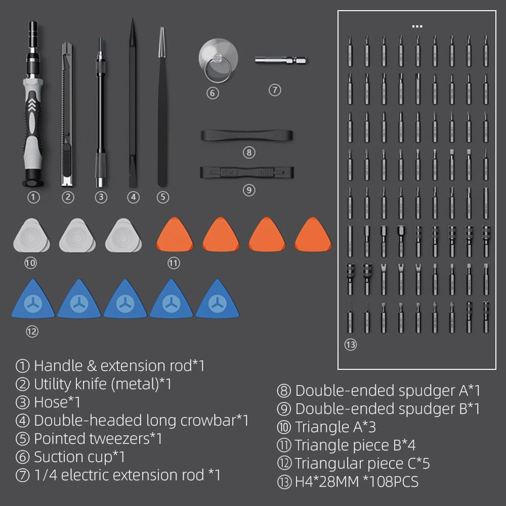 Upgraded Repair Tool Kit 132 in 1 Small Precision Screwdriver Set Color Coded Screwdriver Set (With 108 Magnetic Screwdriver Bits)
