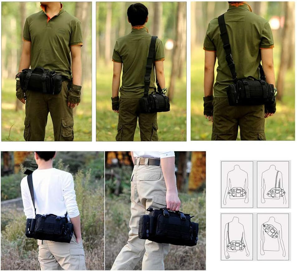 Multipurpose Outdoor Tactical Bag Fanny Pack, Shoulder Bag & Tote Small Duffle Bag Molle Gym Bag Waterproof Travel Sport Handbag