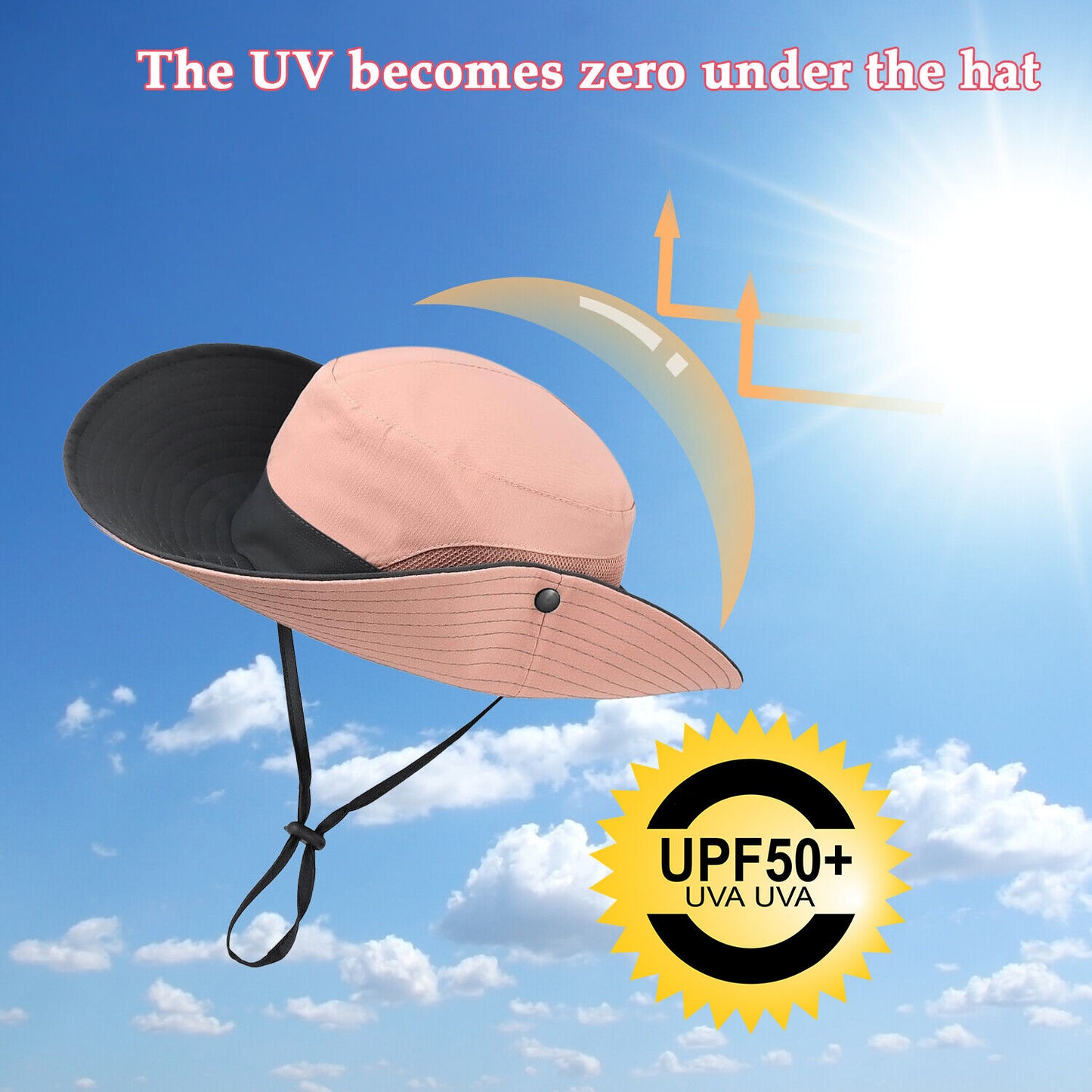 Summer Bucket Hat Boonie Women Ponytail Cap Wide Brim Sun UV Protection Travel