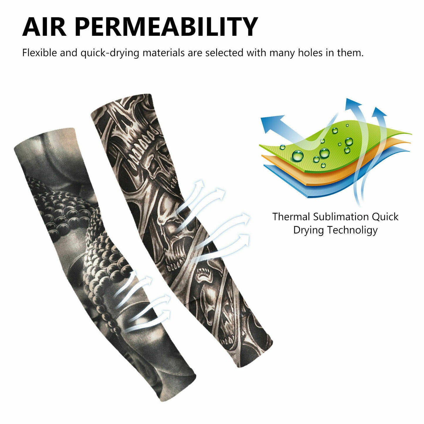 10Pcs Tattoos Cooling Arm Sleeves Cover Basketball Golf Sport UV Sun Protection