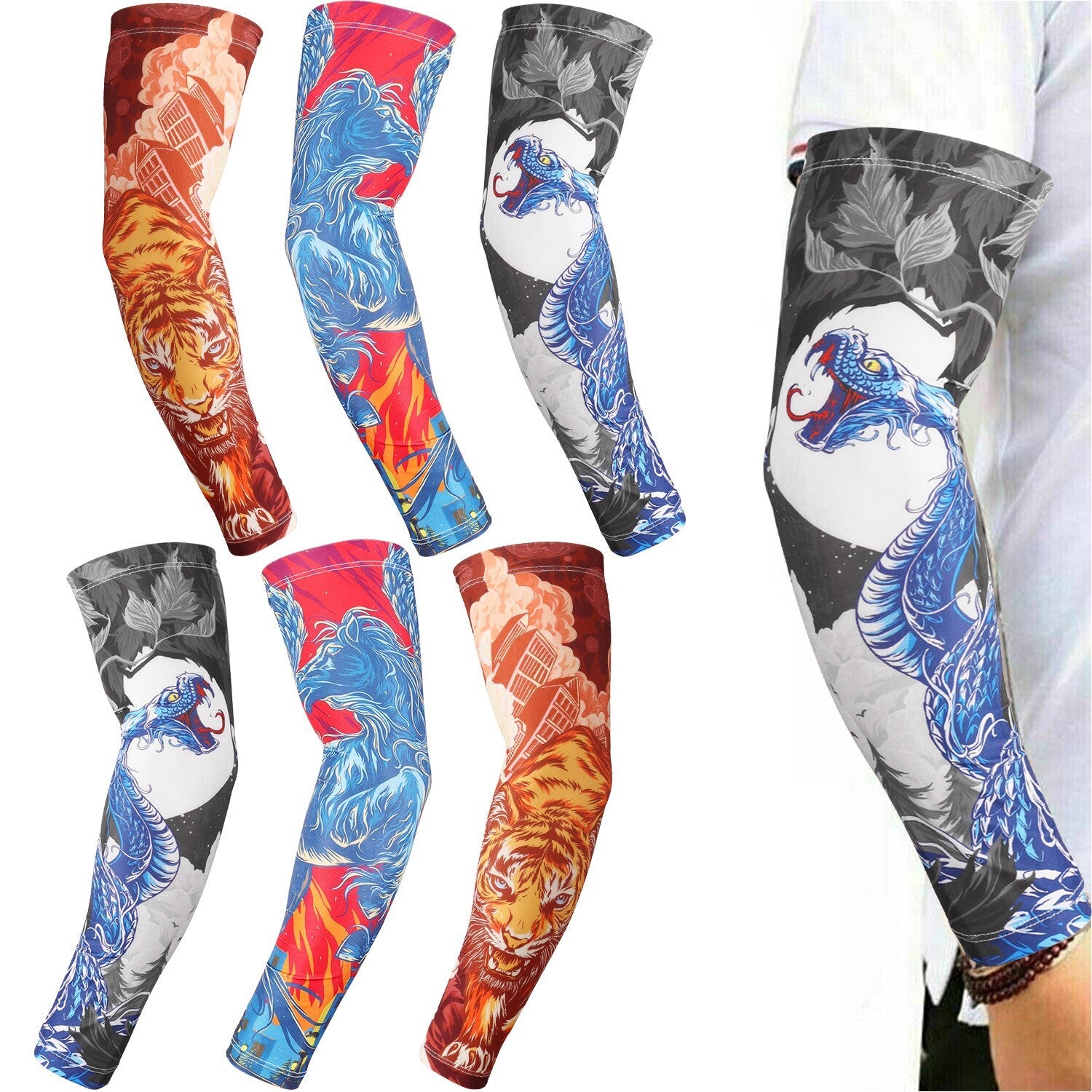 3 Pair Cooling Arm Sleeves Cover UV Sun Protection Cycling Running for Men Women