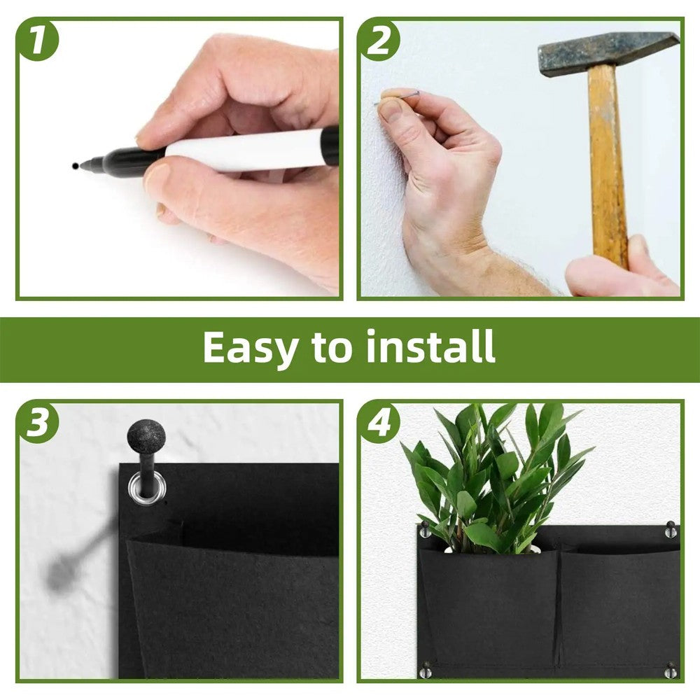 New 18 Pockets Wall Hanging Planting Bags Plant Grow Planter Living Bag Garden