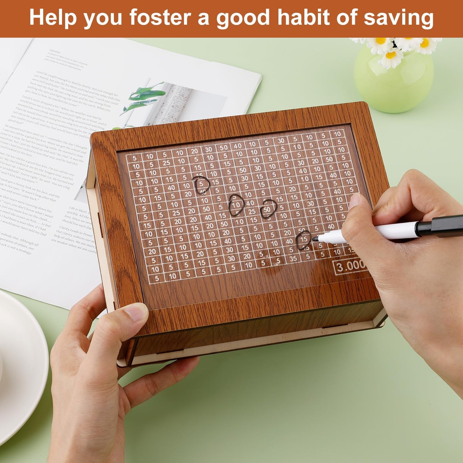  Wooden Savings Box Wooden Cash Cash Vault Saver Money Saving Box with Countdown