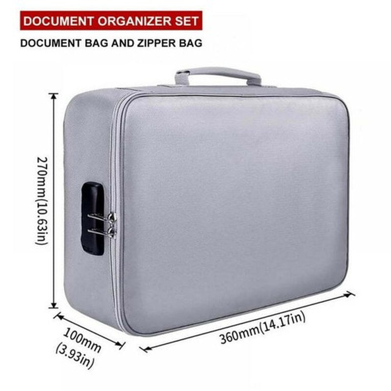 2000℉ Large Fireproof Document Box with Lock File Storage Waterproof Safe Bag