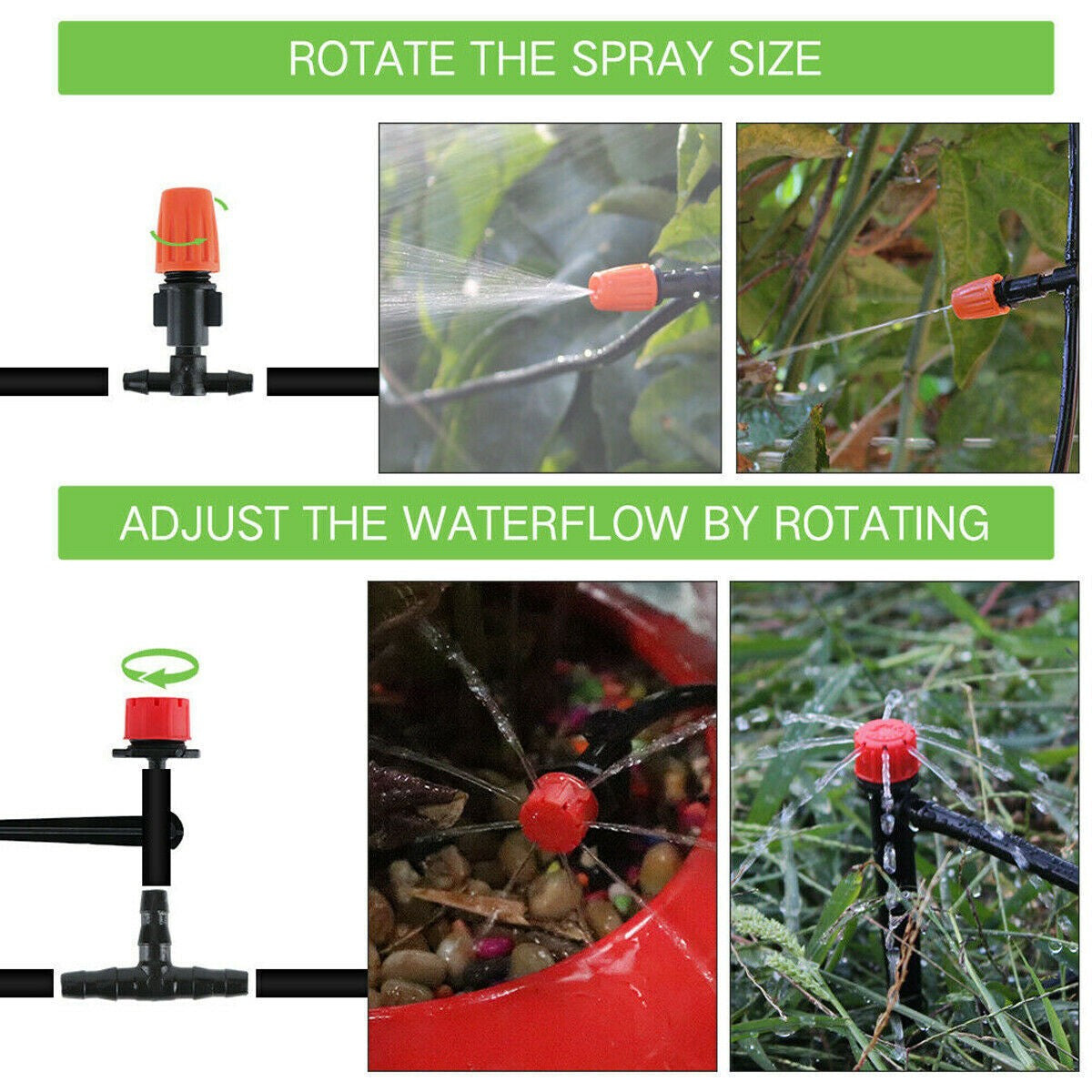 Drip Irrigation System Plant Timer Self Garden Watering Spray Hose Kit 100Ft/30M