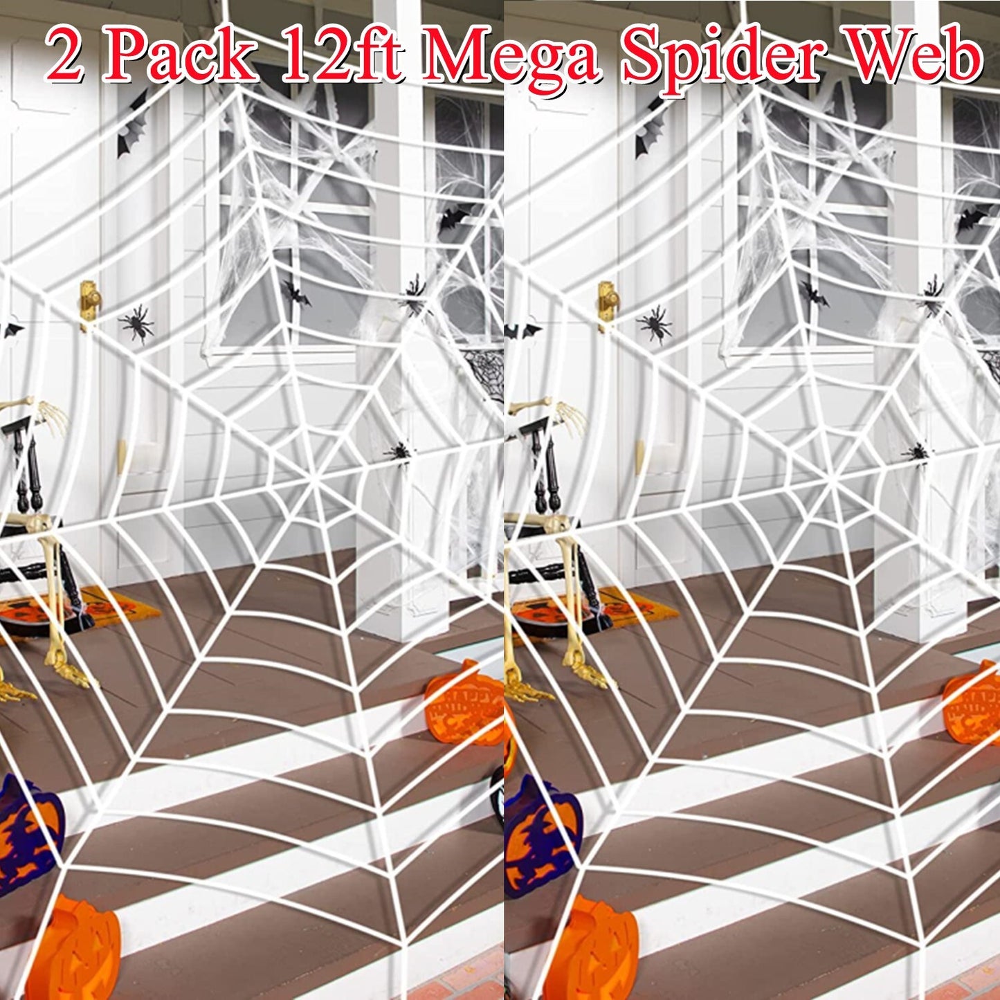 2 Pack 12Ft Large Spider Web Halloween Decorations for Garden Yard Outdoor Decor