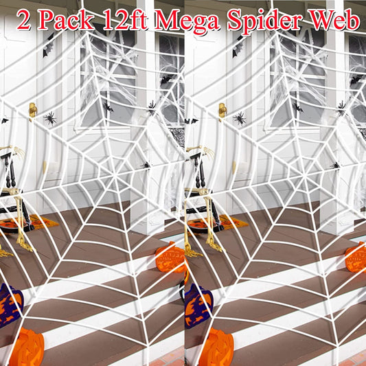 2 Pack 12Ft Large Spider Web Halloween Decorations for Garden Yard Outdoor Decor