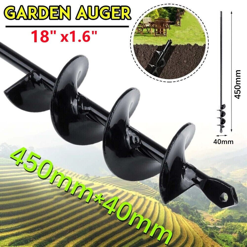 18" Planting Auger Spiral Hole Drill Bit for Garden Yard Earth Planter Digger Garden Tool