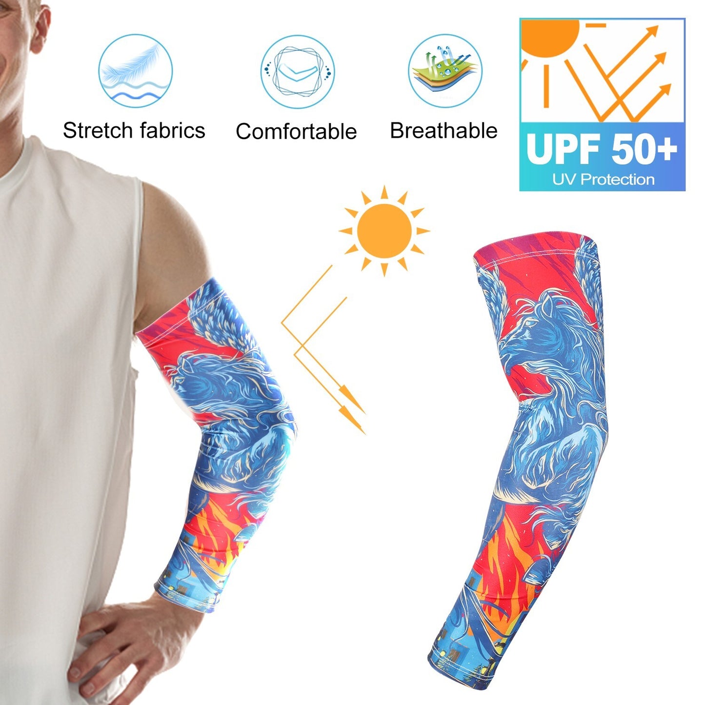 3 Pair Cooling Arm Sleeves Cover UV Sun Protection Cycling Running for Men Women
