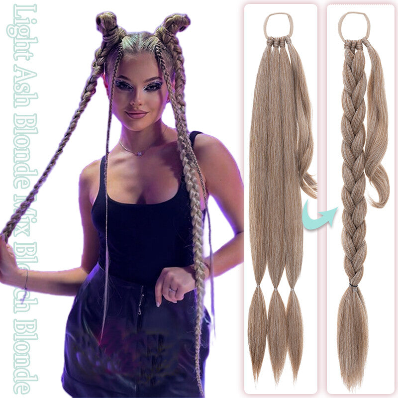 Natural as Human Braids Ponytail Wrap Bubble Thick Braiding Hair Extensions 34In
