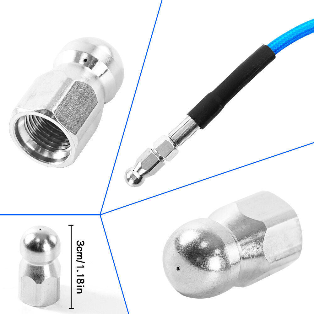 Sewer Jetter Kit for Pressure Washer Drain Cleaner Hose 50FT 1/4" M-NPT 5800PSI