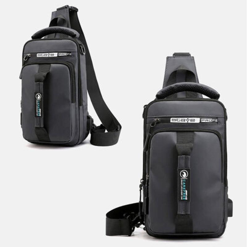 Men’s Anti-Theft Sling Crossbody Chest Bag with USB Charging Port