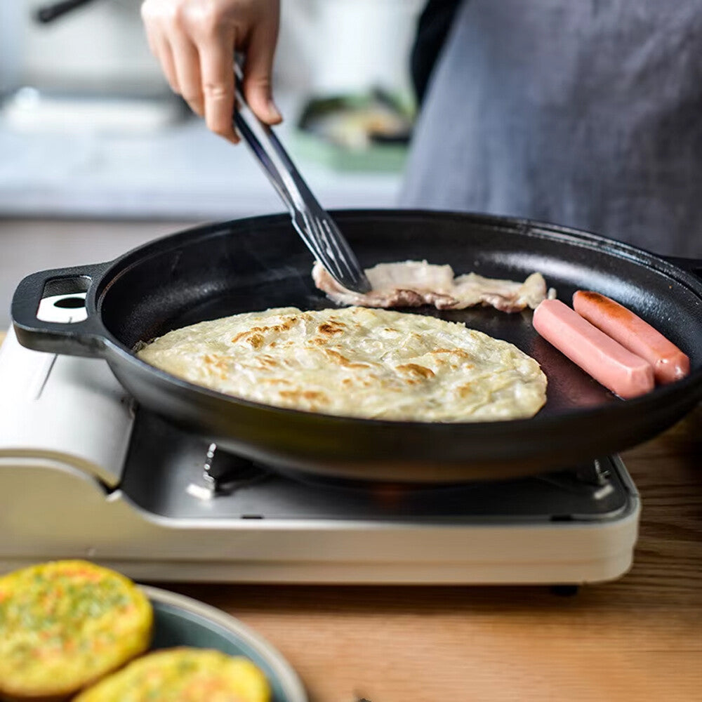 11'' Cast Iron Pizza Pan Kit Skillet Kitchen Cookware Frying Baking Cooking US