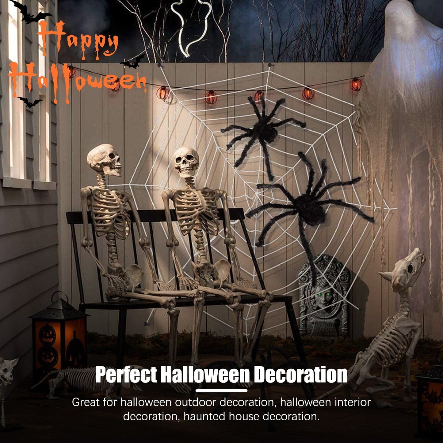 2 Pack 12Ft Large Spider Web Halloween Decorations for Garden Yard Outdoor Decor