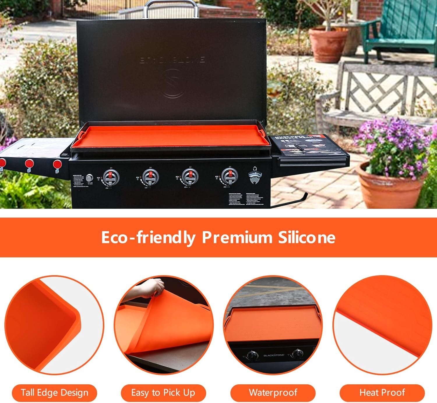 Silicone Griddle Mat Cover for 36'' Blackstone – Non-Stick, Heat-Resistant, Includes Free Drip Tray