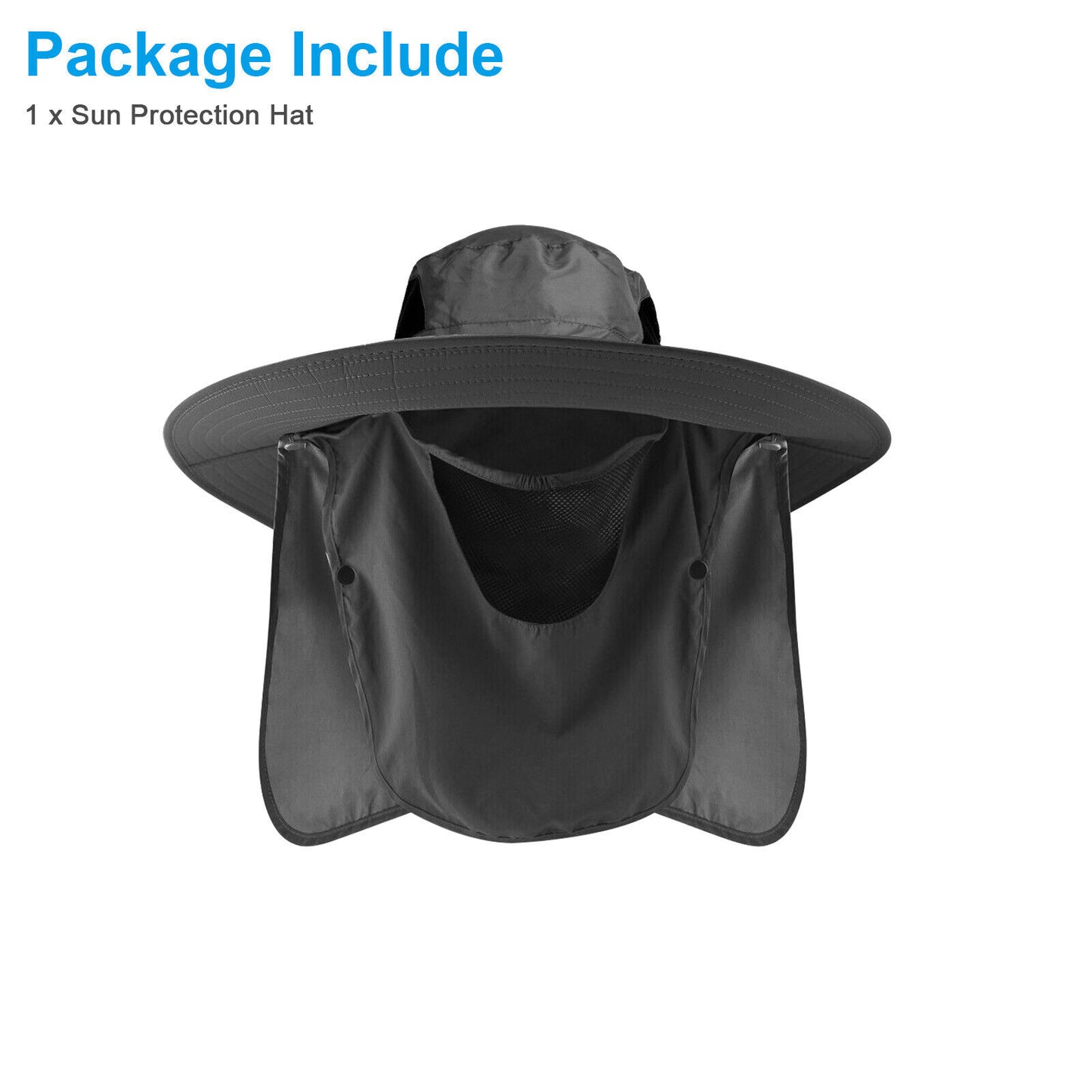 Wide Brim Sun Hat with Neck Flap UV Protection Hiking Fishing Cap for Men Women