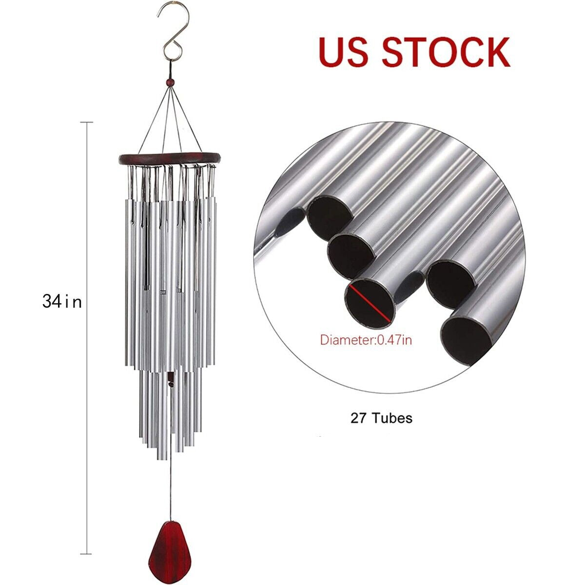 Large 27 Tubes Windchime Chapel Bells Wind Chimes Outdoor Garden Home Decor Gift