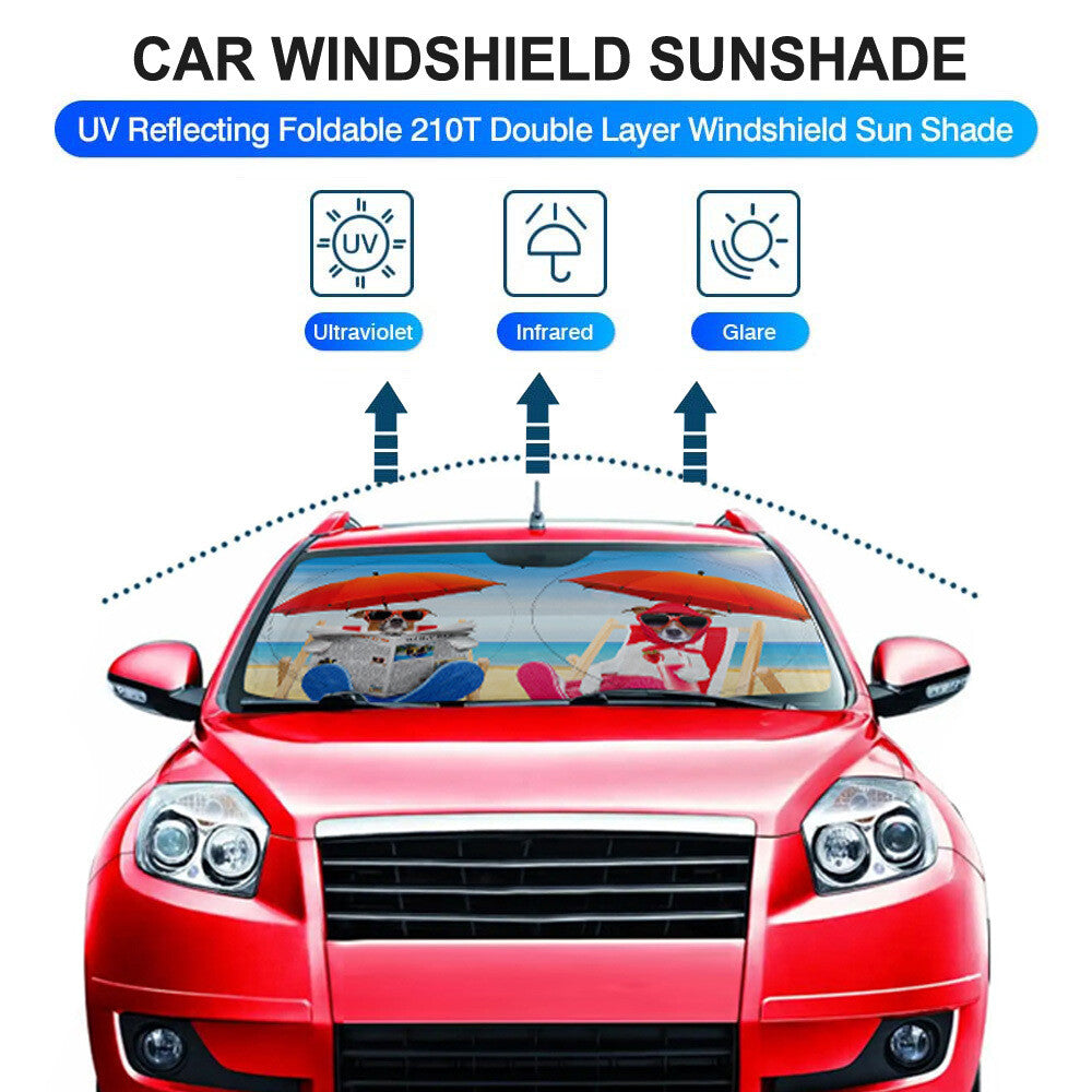 Funny Dogs Sunshade for Car Windshield – UV & Heat Protection | Fits Most Vehicles Car Auto Front Windshield Window Sun Shade Shield Cover Visor UV Block Foldable