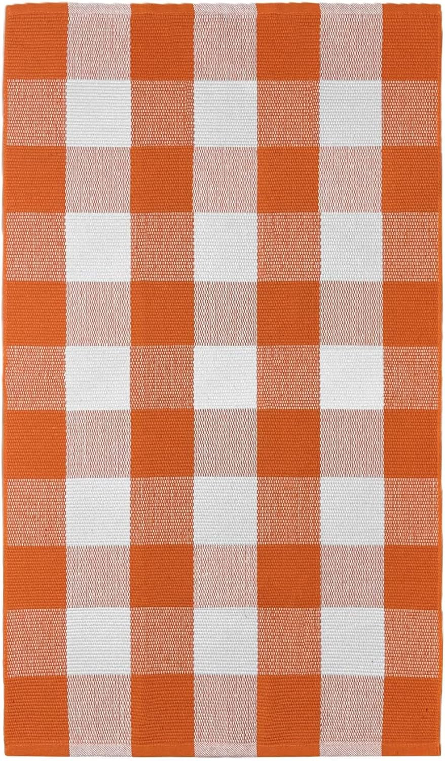  Buffalo Plaid Rug Orange and White Checke Rug Halloween Fall Door Mat Area Rugs Door Mat Outdoor Entrance for Front Porch Entryway Fall Farmhouse 27.5x43 Inches