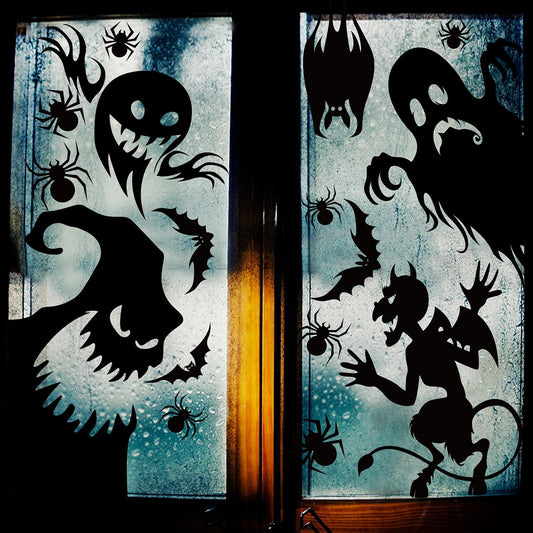 Halloween Window Cling Sticker Window Decal for Halloween Party Decoration,4 Sheet