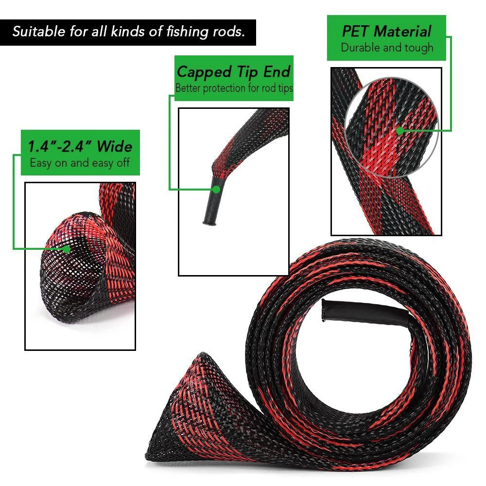 10 PCS Fishing Rod Sock Mesh Covers Braided Pole Protector Sleeve Fish Tool USA