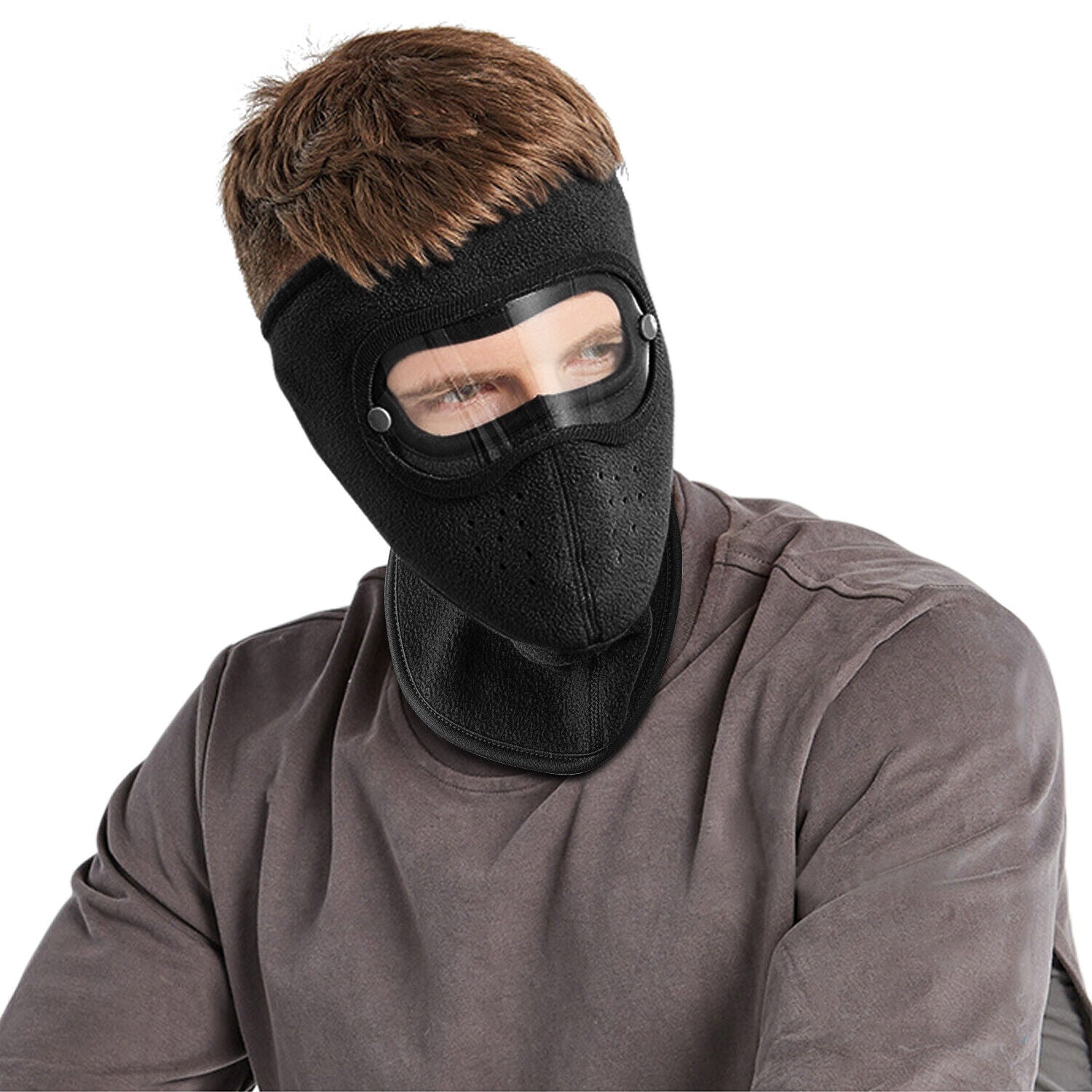 Fleece Warm Winter Balaclava Face Mask with Anti-Fog Goggles Windproof Skull Cap